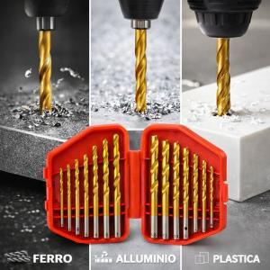 Punte da trapano al titanio 13 pezzi – set professionale alta precisione