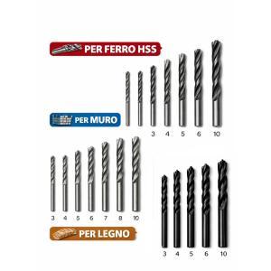 18 punte trapano hss muro legno – set completo 3-10 mm