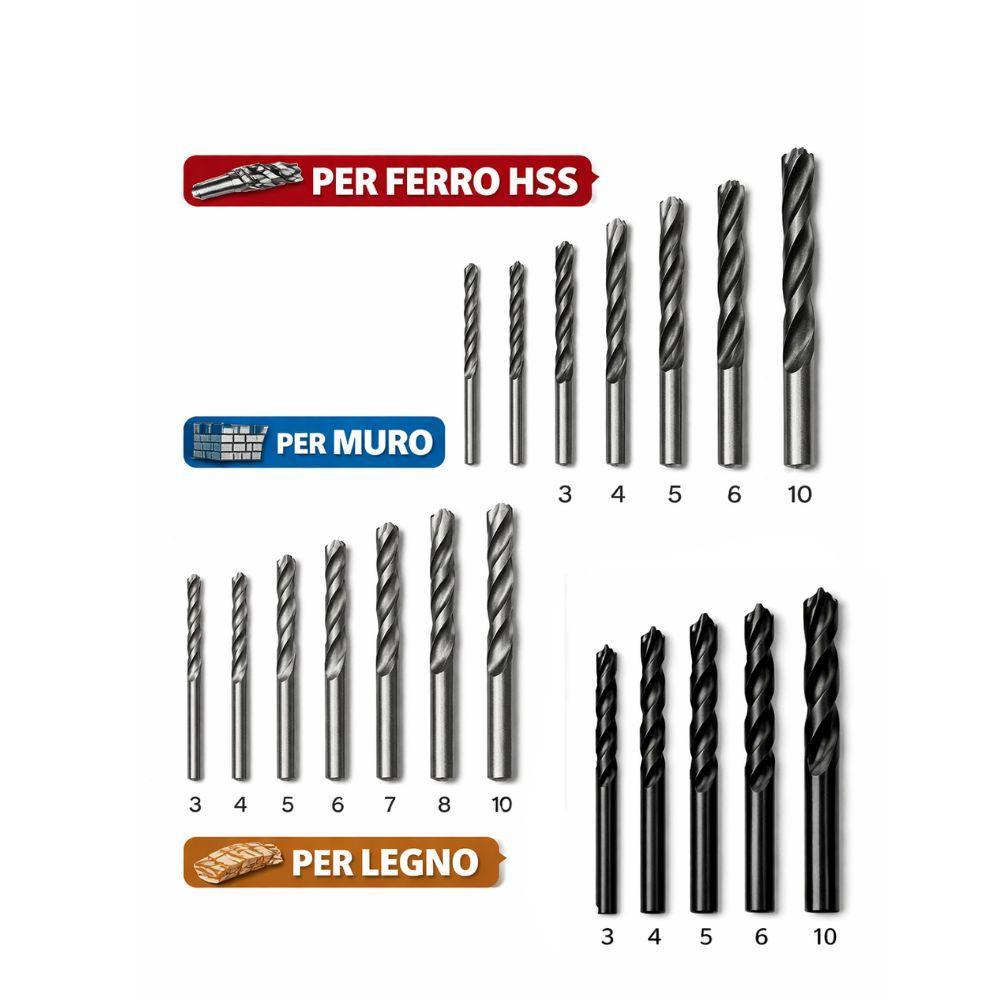  18 punte trapano hss muro legno – set completo 3-10 mm - foto 2