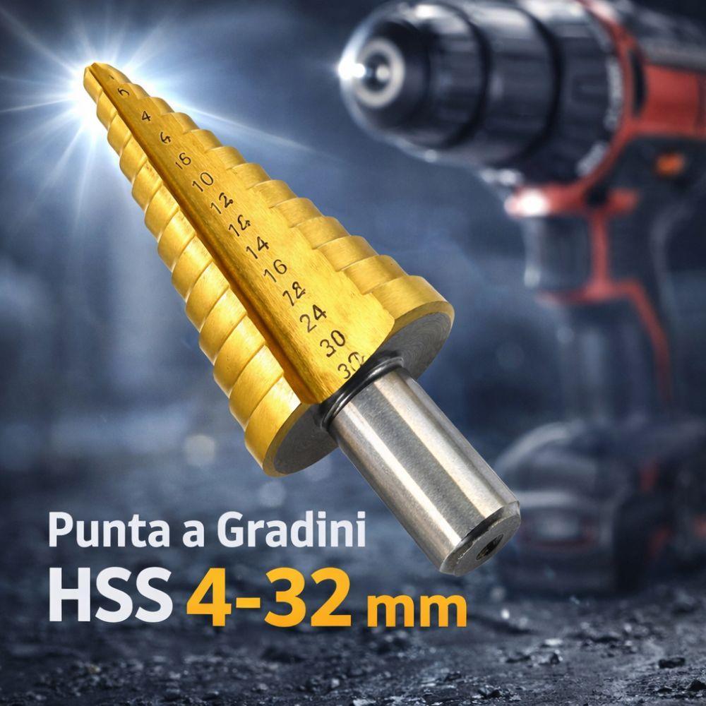  fresa conica a gradini hss 4-32 mm in acciaio hss per metallo, pvc e lamiera - foto 4