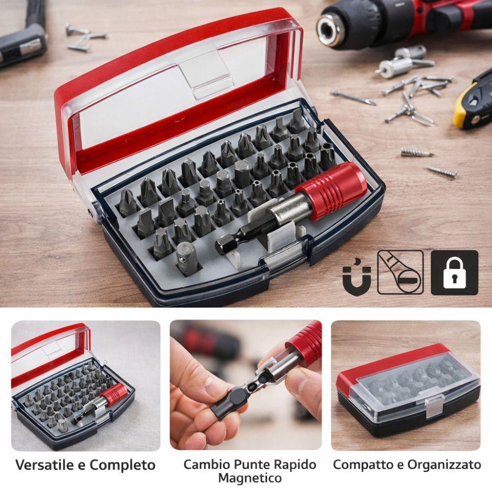  set inserti per avvitatore 32 pezzi con porta inserti magnetico professionale - foto 2