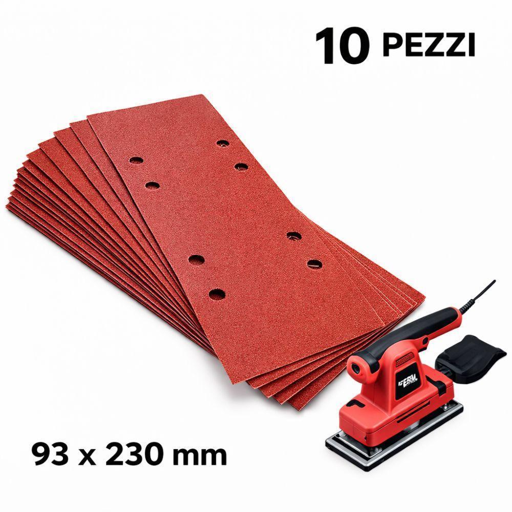  set di 10 pezzi di carta abrasiva grana 60 k/g rettangolare 93x230 - foto 1