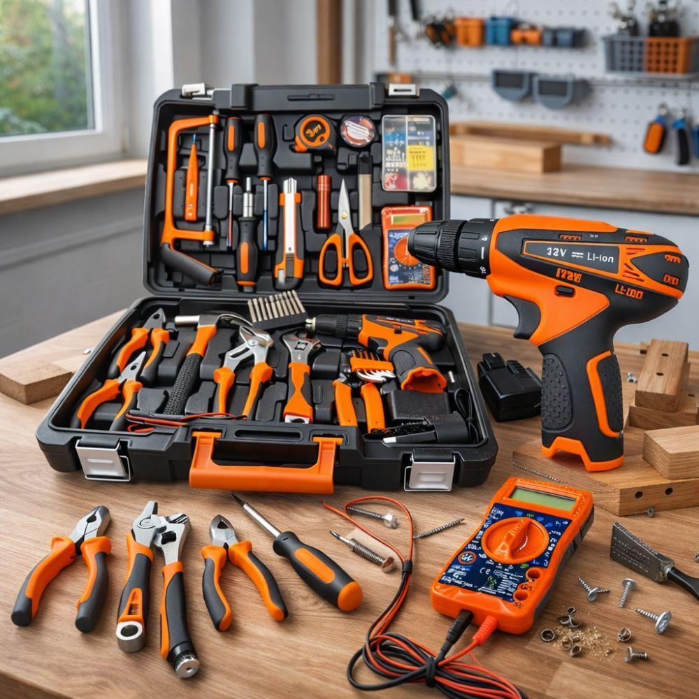  valigia attrezzi da 57 pezzi con trapano avvitatore 12v e accessori inclusi - foto 5