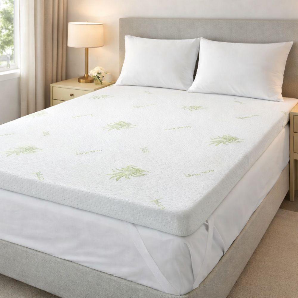  topper materasso matrimoniale in aloe vera con elastici, 160x190 cm spessore 5 cm - foto 1