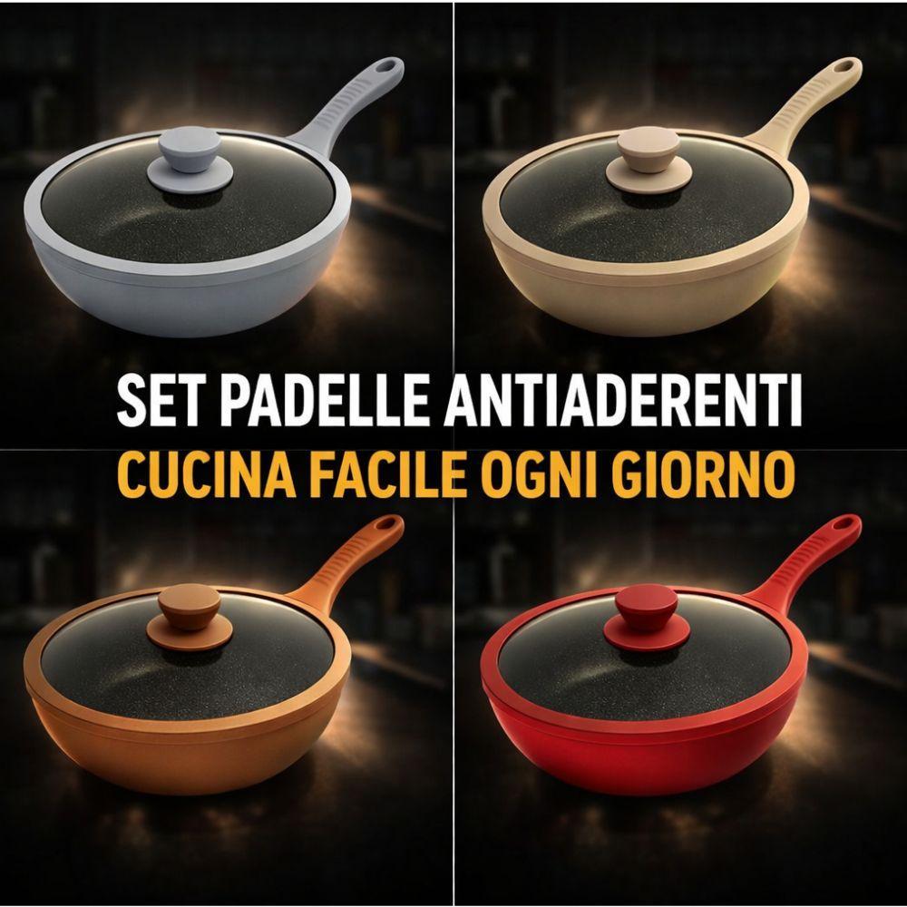  tris di padelle con coperchi in vetro (20) - (24) - (28) cm - foto 4