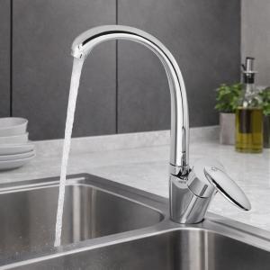 Rubinetto miscelatore canna alta girevole cromato con leva monocomando