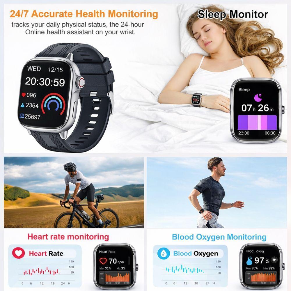  smartwatch v8 sport multifunzione con assistente vocale, monitoraggio salute, contapassi, notifiche app - foto 3