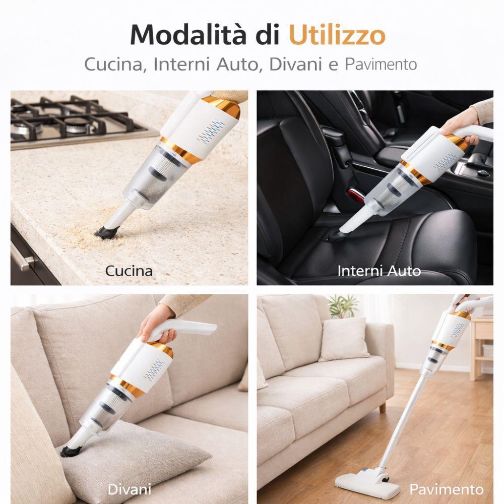  scopa elettrica multifunzionale 2in1 aspirapolvere con accessori - foto 4