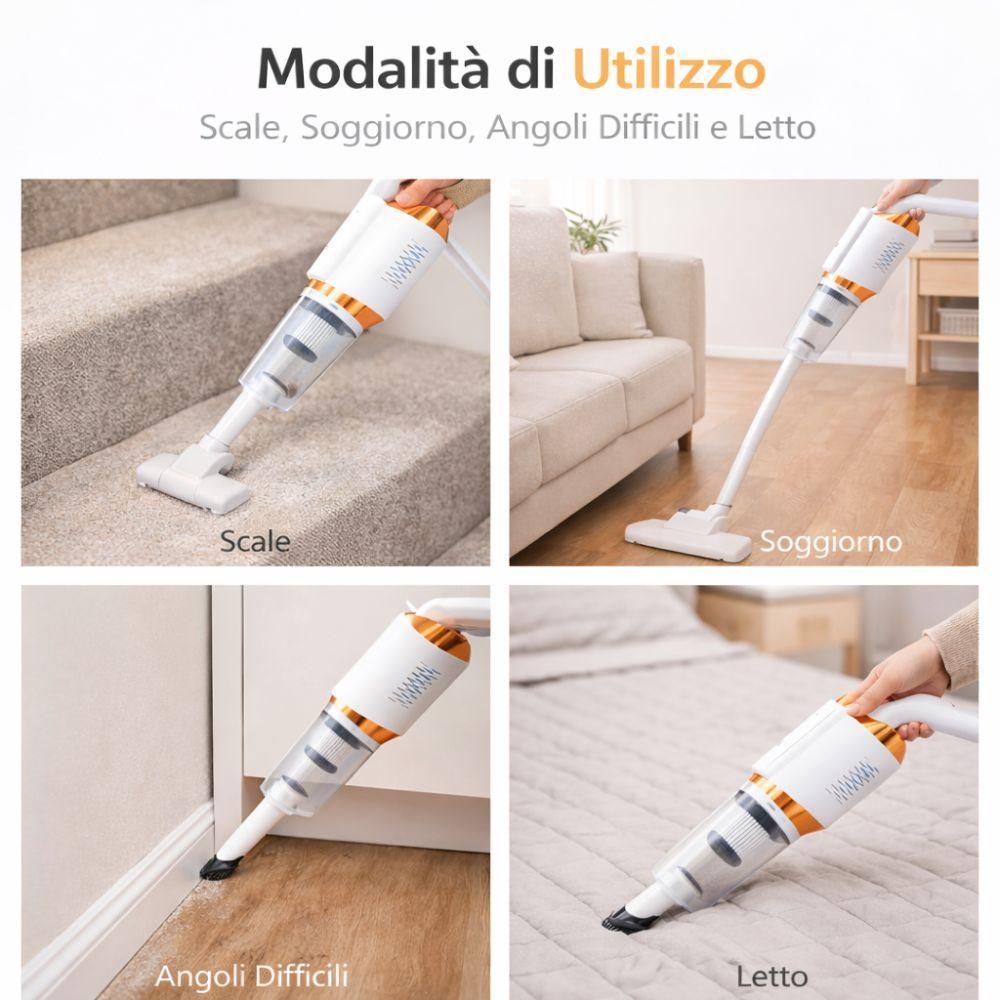  scopa elettrica multifunzionale 2in1 aspirapolvere con accessori - foto 5