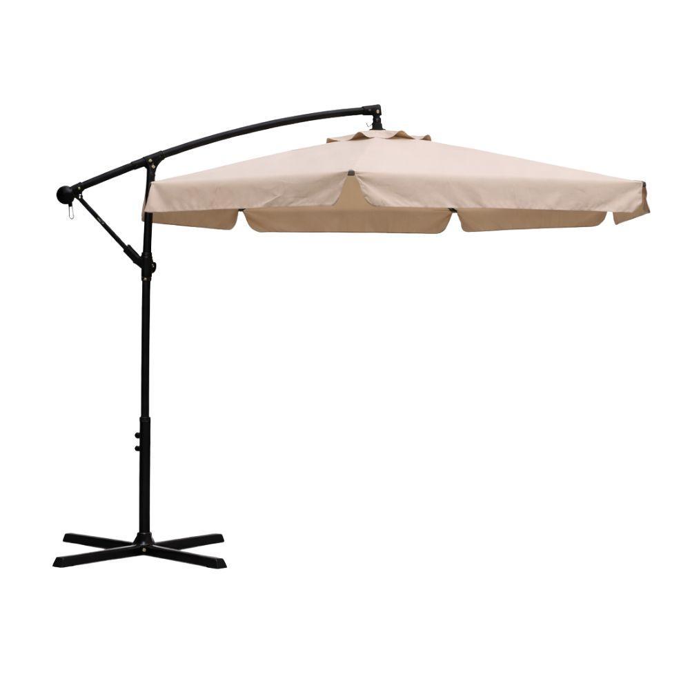  ombrellone a braccio decentrato 3x3 m da giardino con manovella e base a croce - foto 1