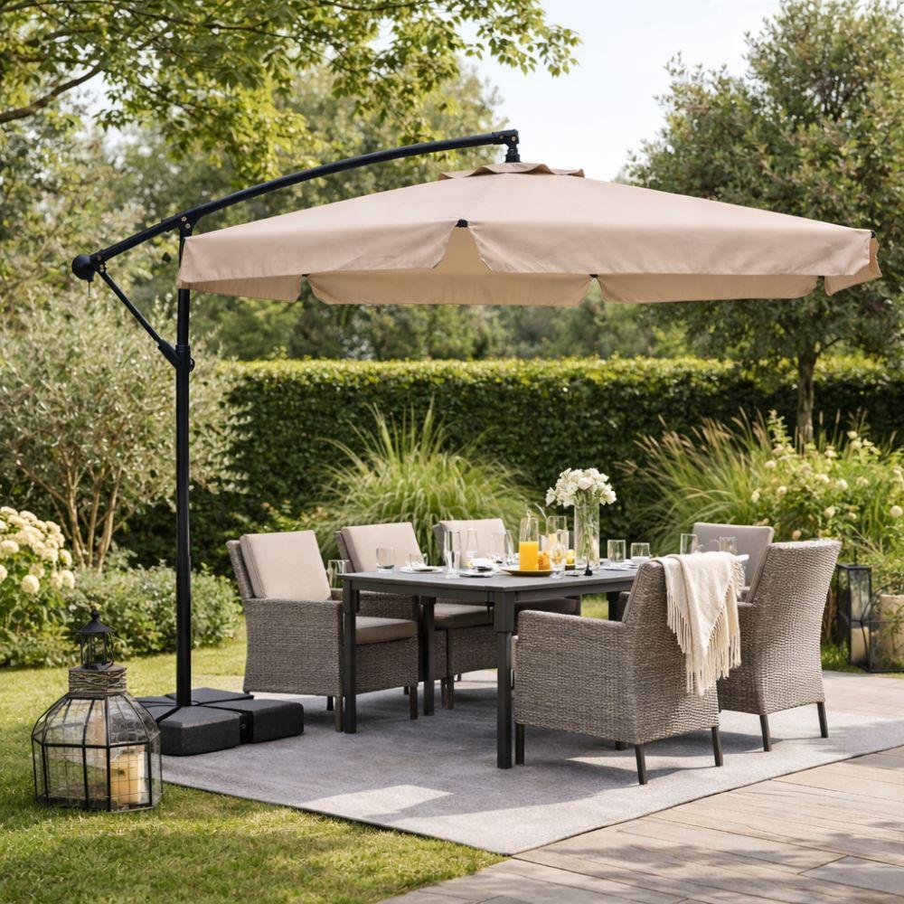  ombrellone a braccio decentrato 3x3 m da giardino con manovella e base a croce - foto 2