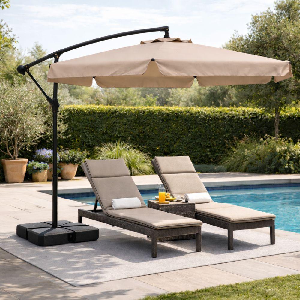  ombrellone a braccio decentrato 3x3 m da giardino con manovella e base a croce - foto 3