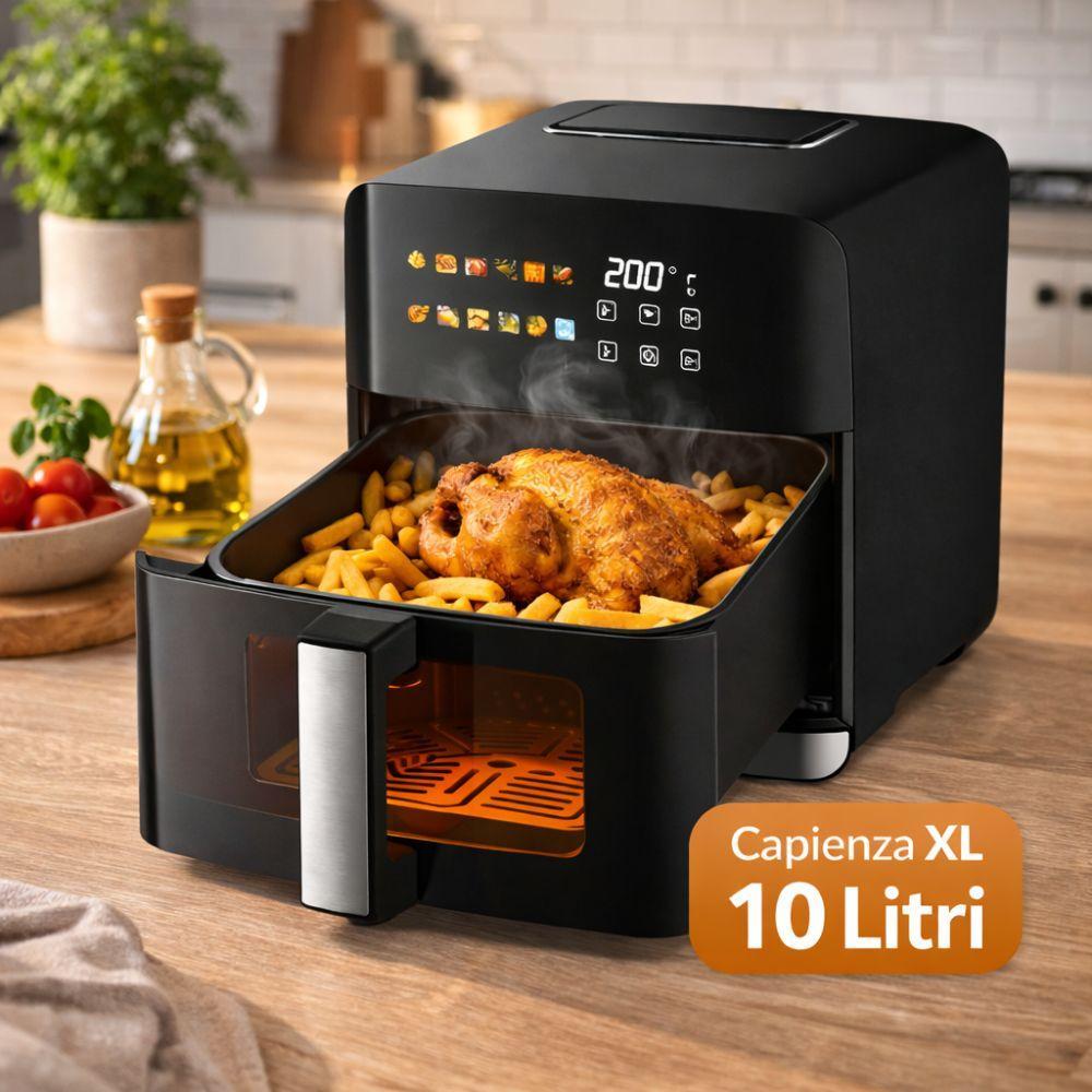  crispylla friggitrice ad aria wi-fi 10 litri con display touch con 8 programmi automatici - foto 3