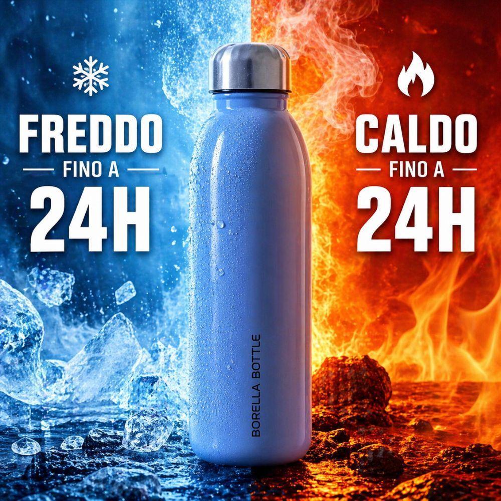  bottiglia termica acciaio inox 750ml isolamento doppia parete caldo freddo 24h multicolore - foto 5