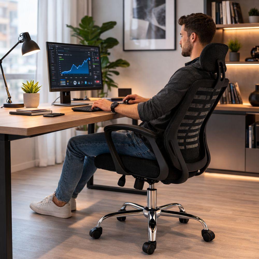  sedia ufficio ergonomica con poggiatesta e schienale traspirante - foto 2