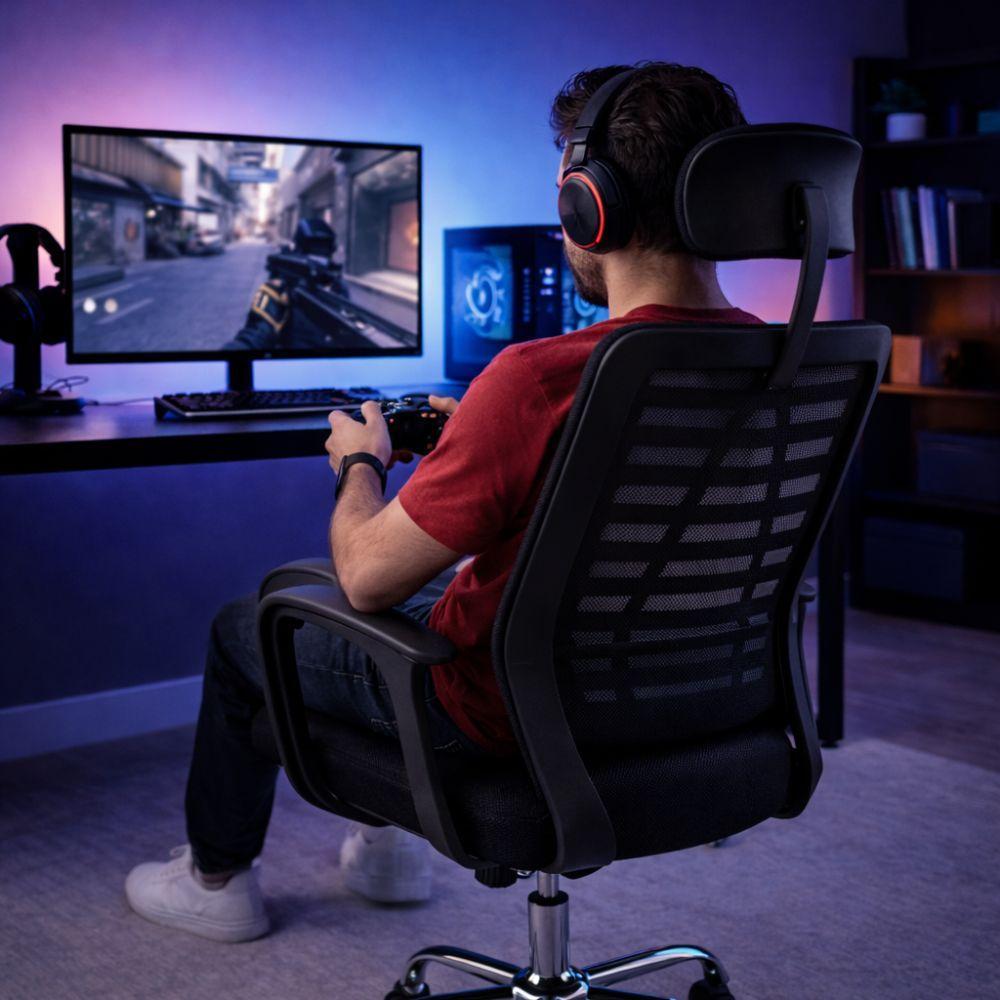  sedia ufficio ergonomica con poggiatesta e schienale traspirante - foto 5