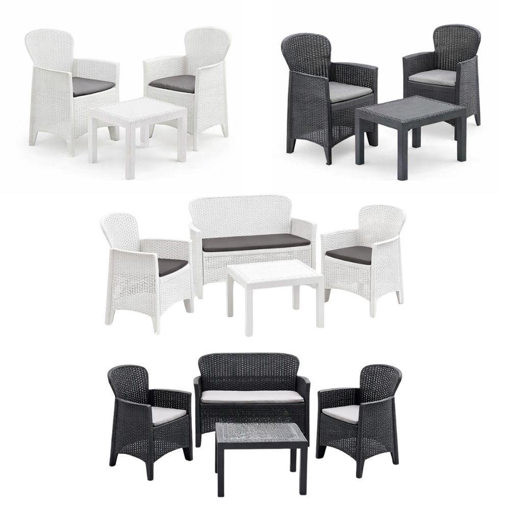  set giardino con tavolino e cuscini effetto rattan - foto 1