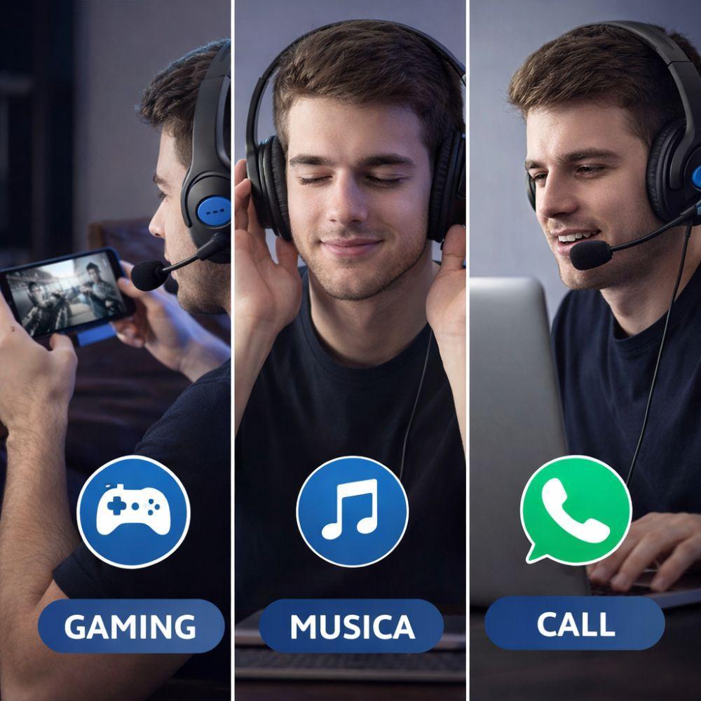  cuffie gaming con microfono stereo audio hd e comfort - foto 3