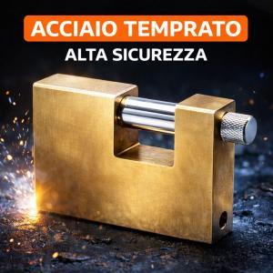 Lucchetto rettangolare antifurto 100mm in acciaio temprato con 3 chiavi
