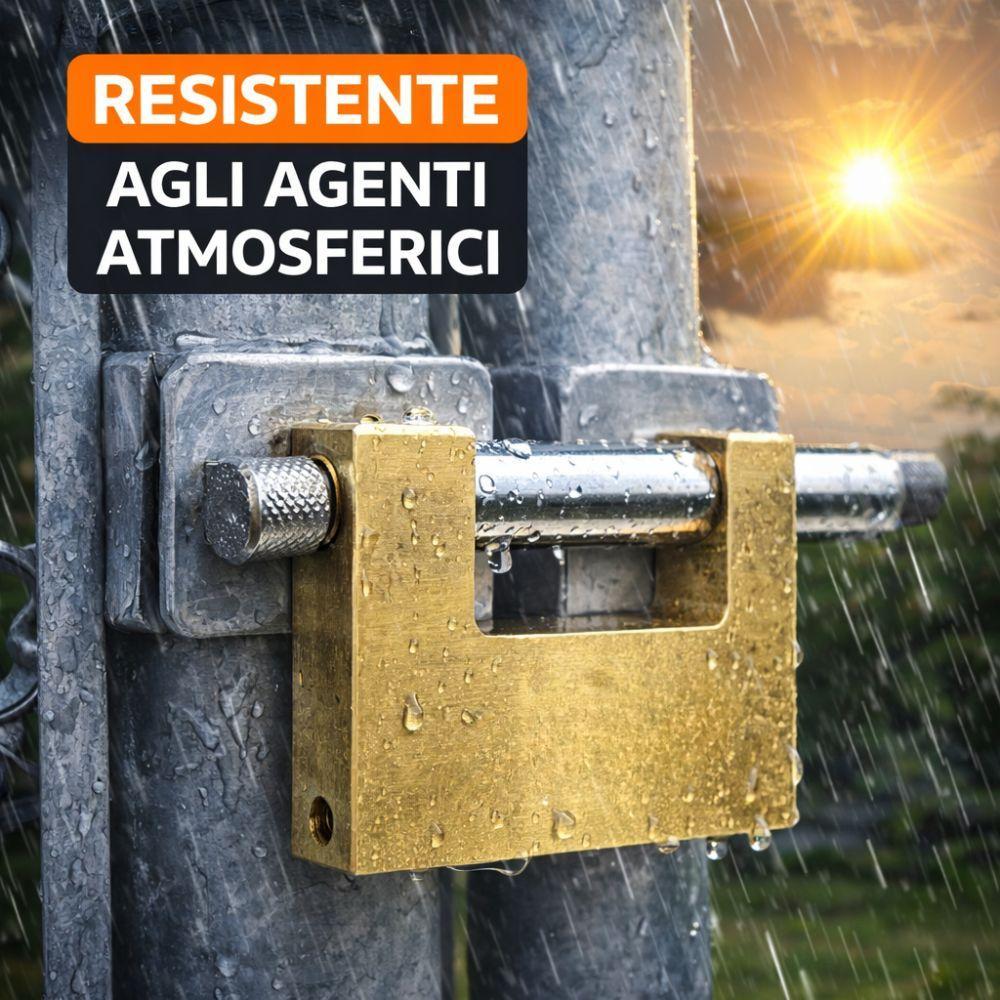  lucchetto rettangolare antifurto 100mm in acciaio temprato con 3 chiavi - foto 4