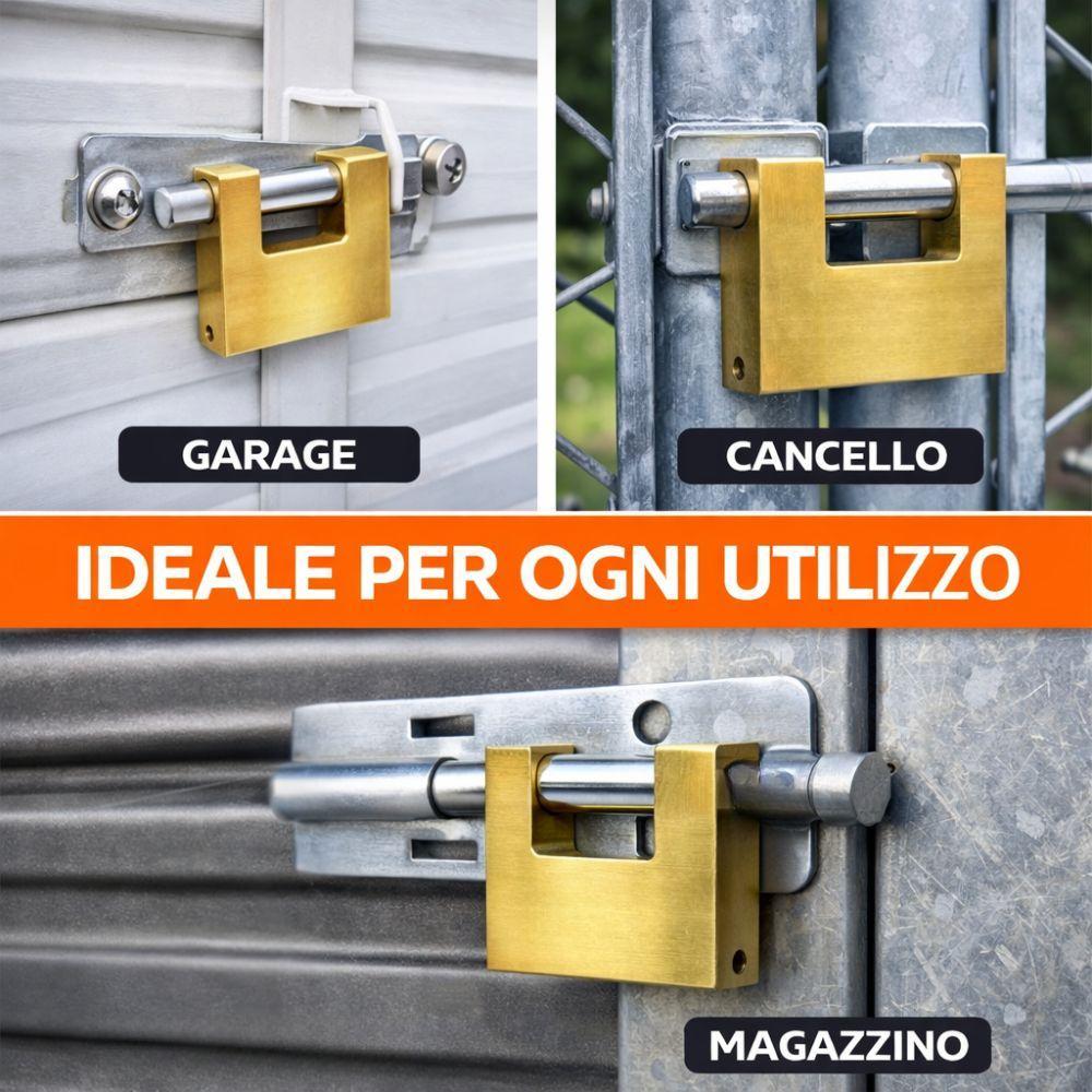  lucchetto rettangolare antifurto 100mm in acciaio temprato con 3 chiavi - foto 5