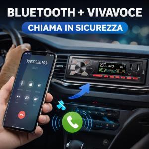 Stereo autoradio 1din bluetooth con usb tf aux fm, lettore mp3, vivavoce universale