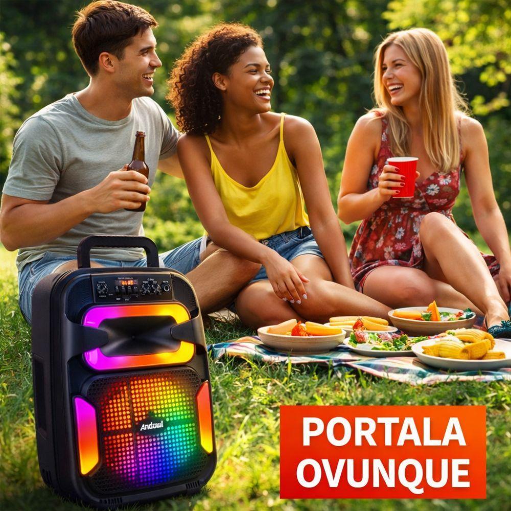  cassa speaker bluetooth con effetti led multicolor e microfono incluso - foto 3