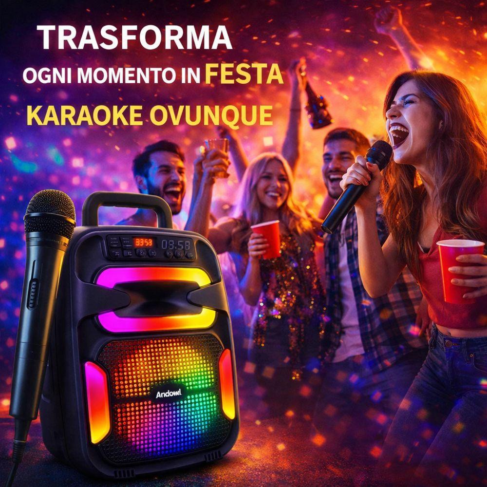  cassa speaker bluetooth con effetti led multicolor e microfono incluso - foto 4