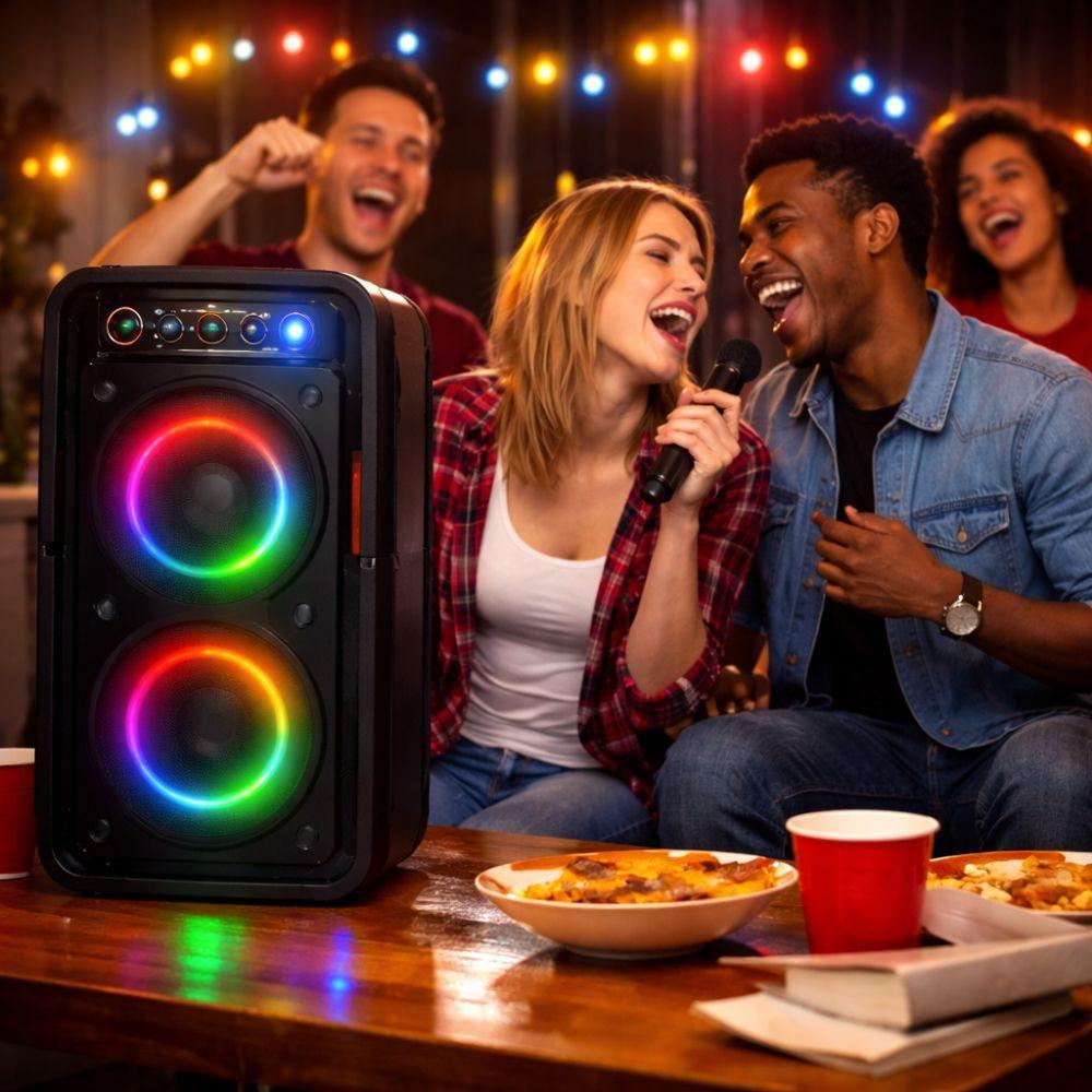  cassa speaker bluetooth con effetti led multicolor e microfono incluso - foto 5