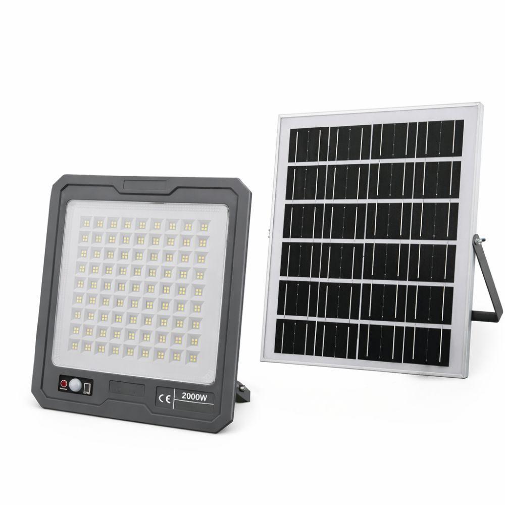  faro led solare 2000w con pannello fotovoltaico ip66 e telecomando - foto 1