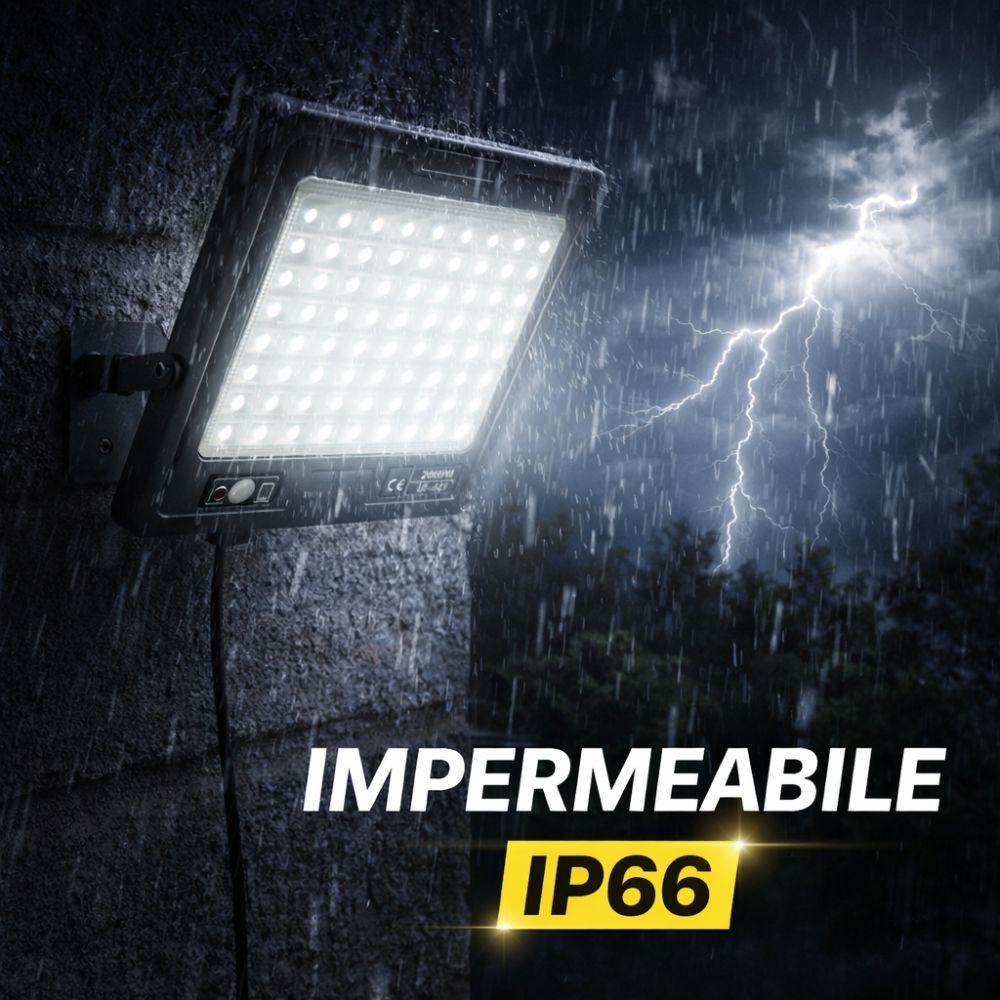  faro led solare 2000w con pannello fotovoltaico ip66 e telecomando - foto 3