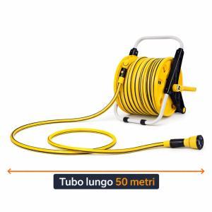 Avvolgitubo da giardino 50 m tubo resistente con facile riavvolgimento