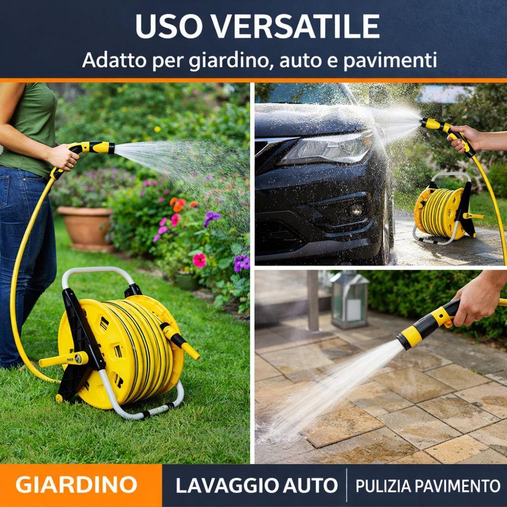  avvolgitubo da giardino 50 m tubo resistente con facile riavvolgimento - foto 3
