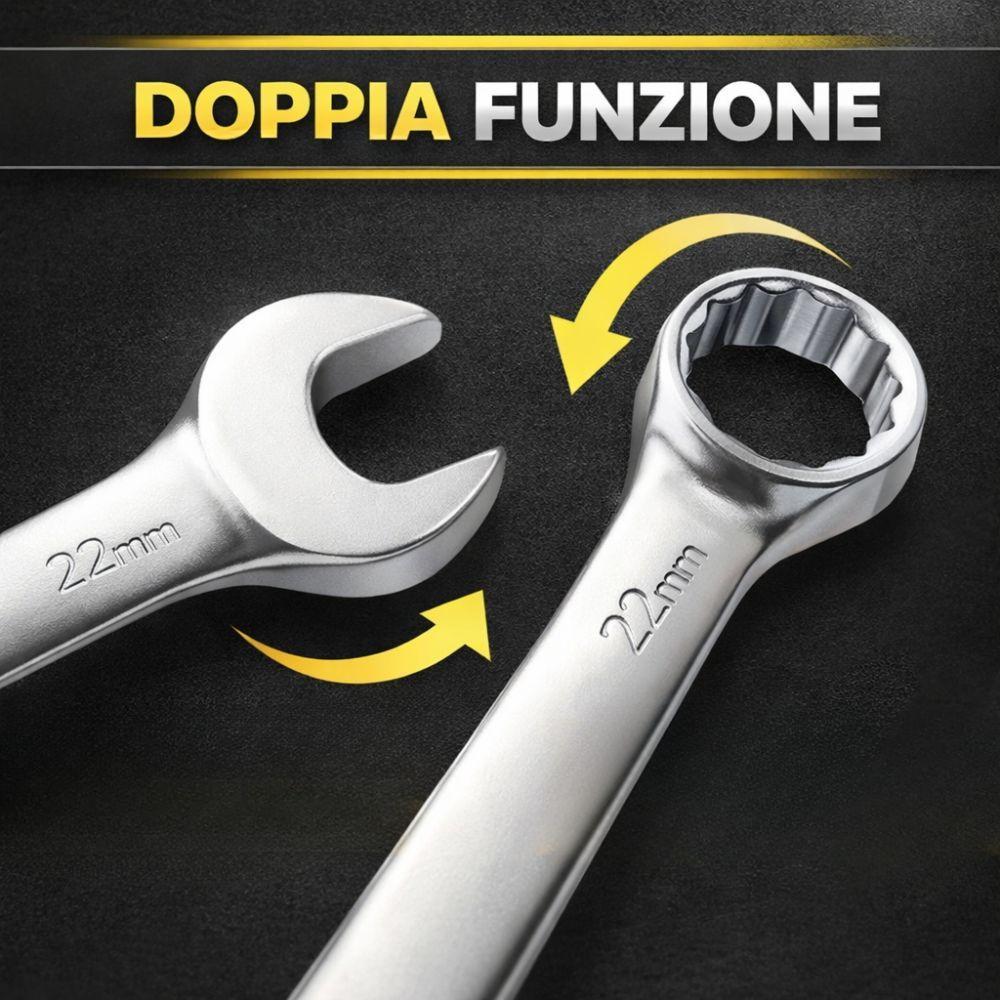  set chiavi combinate 12 pezzi crv 6-22 mm - foto 3