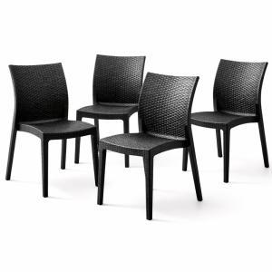 Set 4 sedie effetto rattan resistenti design moderno