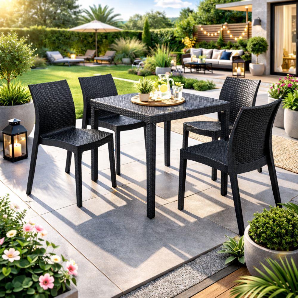  set 4 sedie effetto rattan resistenti design moderno - foto 2