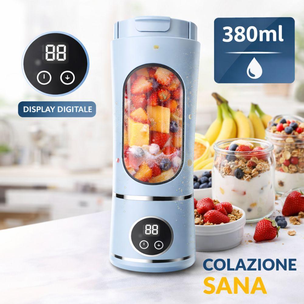  frullatore portatile ricaricabile usb con display digitale 380ml blender smoothie compatto per frutta e ghiaccio - foto 3