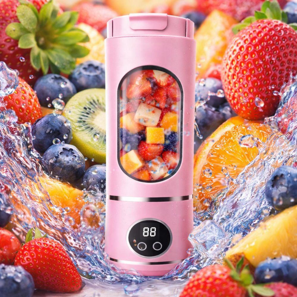  frullatore portatile ricaricabile usb con display digitale 380ml blender smoothie compatto per frutta e ghiaccio - foto 4
