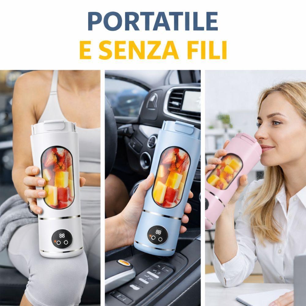  frullatore portatile ricaricabile usb con display digitale 380ml blender smoothie compatto per frutta e ghiaccio - foto 5