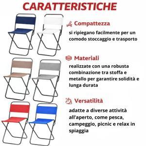Sedia pieghevole salvaspazio in acciaio e tessuto resistente multiuso