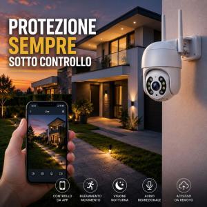 Telecamera wifi da esterno con visione notturna rilevamento movimento e controllo da app