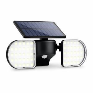 Faretto led solare da esterno con sensore di movimento con 3 teste 360° regolabili, ip65 impermeabile,  alta luminosità