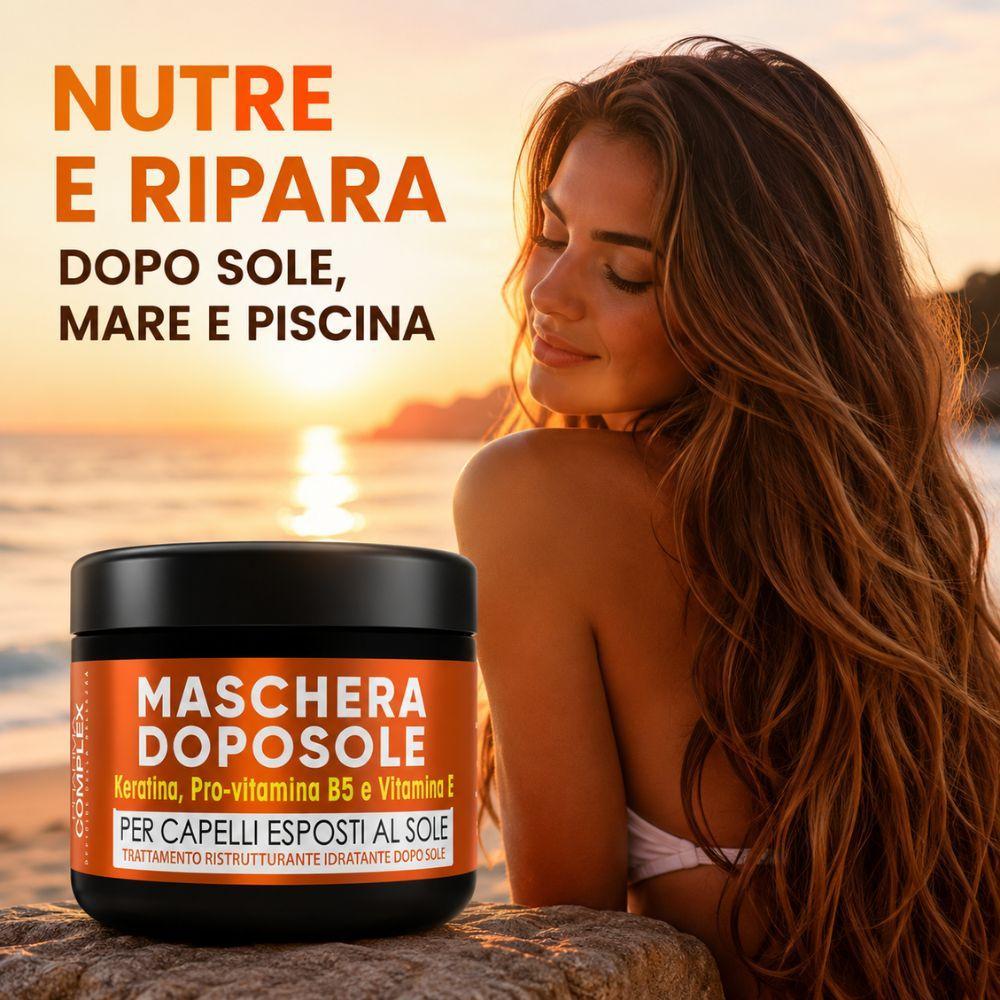  maschera doposole capelli ristrutturante con cheratina, pro-vitamina b5 e vitamina e - foto 2