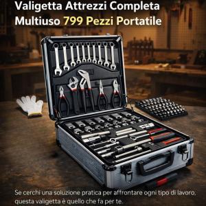 Valigetta attrezzi completa multiuso 799 pezzi portatile