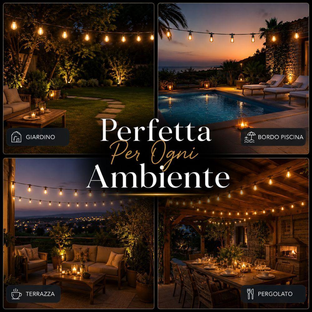  portalampada lineare da esterno 10 metri con 10 portalampada collegabili - foto 2