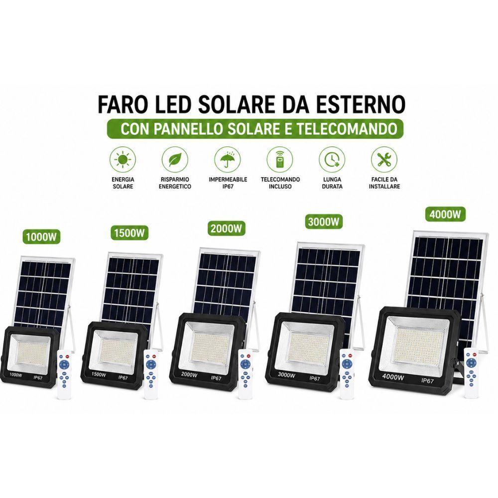  faro led solare da esterno con pannello solare e telecomando - foto 1