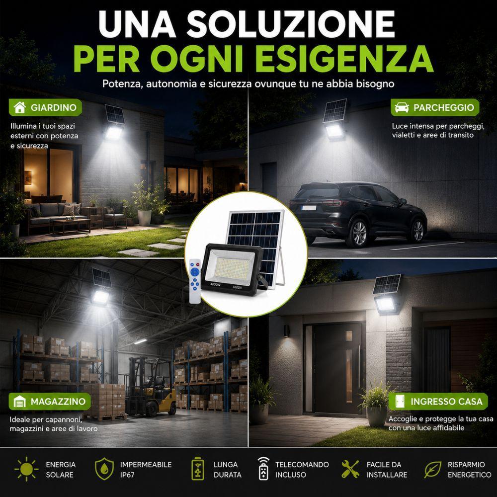  faro led solare da esterno con pannello solare e telecomando - foto 3