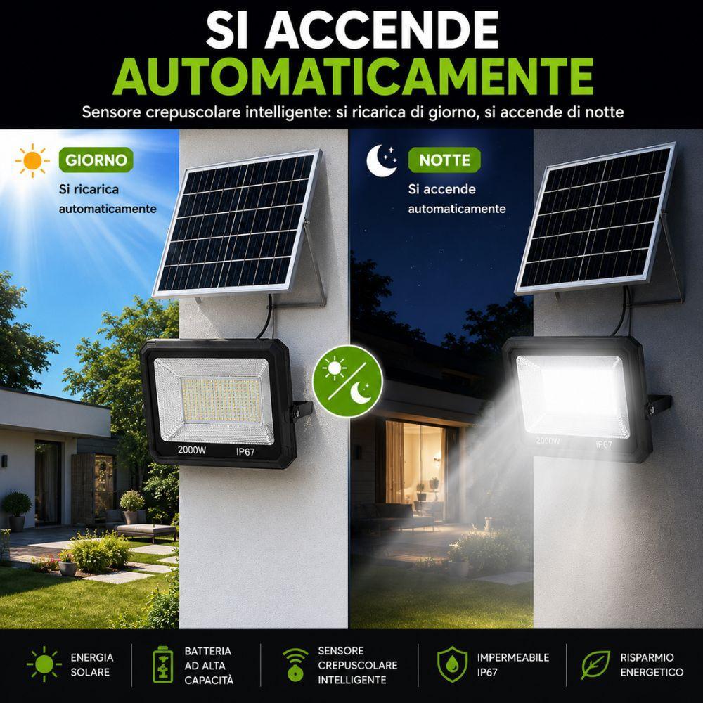  faro led solare da esterno con pannello solare e telecomando - foto 4