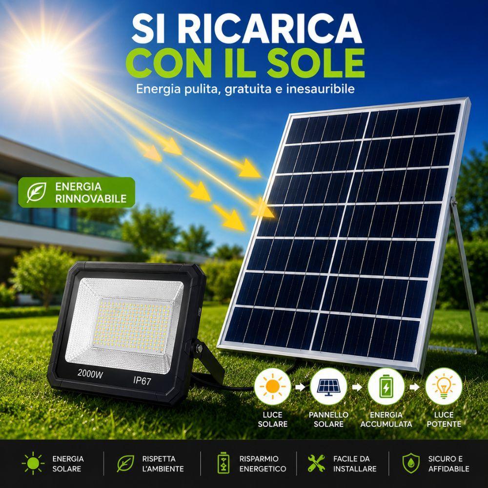  faro led solare da esterno con pannello solare e telecomando - foto 5