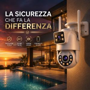 Telecamera wifi a doppio obiettivo con visione notturna e controllo da app